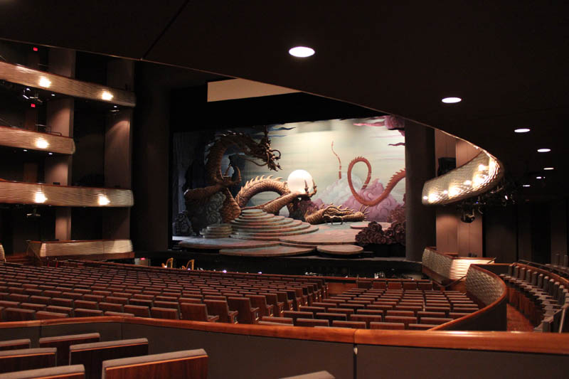 View of the stage from Orchestra Terrace Right, seat Y12